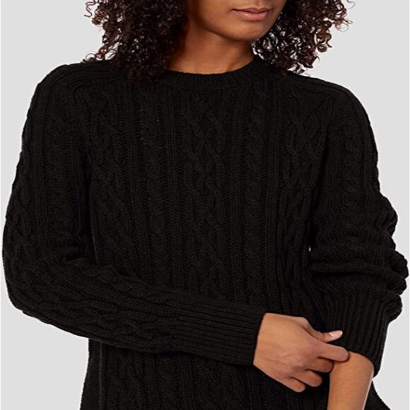 Fisherman Cable Long-Sleeve Crewneck Sweater DEEP STEEL GRAY, Unisex, Size XL - Picture 8 of 8